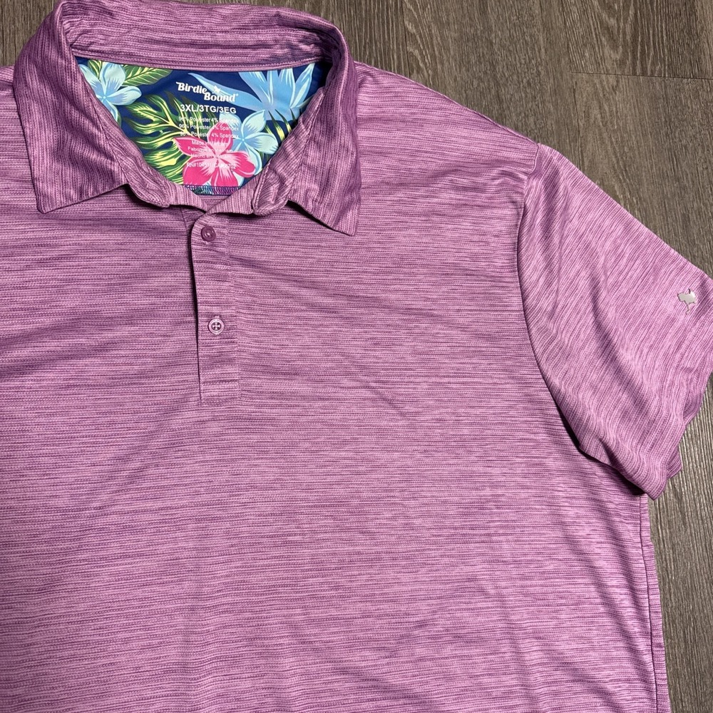 Birdie Bound Mens 3xl Purple Heather Short Sleeve Golf Polo Shirtβ Spandex